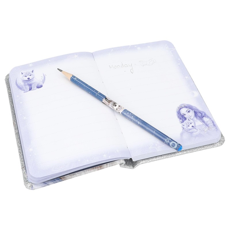 Depesche TOPModel 13176 Glitter Silver and Blue Notebook with Wolf