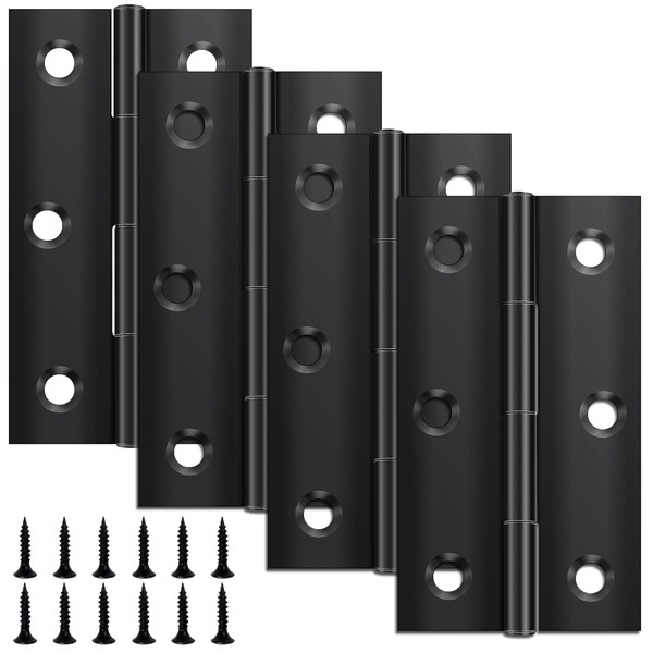Yeepeo 4 Pcs Door Hinges 68mm × 38mm, Black Stainless