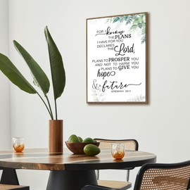 PHAMTE Christian Jeremiah 29:11 Wall Art Framed, Christian For I Know The Plans I Have For You Wall Art Decor, Rustic Bible Verse Scripture Print Framed Canvas Painting Prayer Room Decor 16x24in