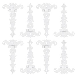Sourcing Map 8pcs Retro White Zinc Plated T-Strap Hinges, 3.5 Inch Door Tee Hinge for Wooden Fences Yard Doors Barn Gate Wooden Box