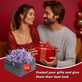 Tisspoms 1LB Crinkle Cut Paper Shred Filler, Paper Shreds for Basket Fillers, Birthday, Gift Wrapping, Anniversary, New Years, Easter Gift Decor Party Filler (Light Purple)