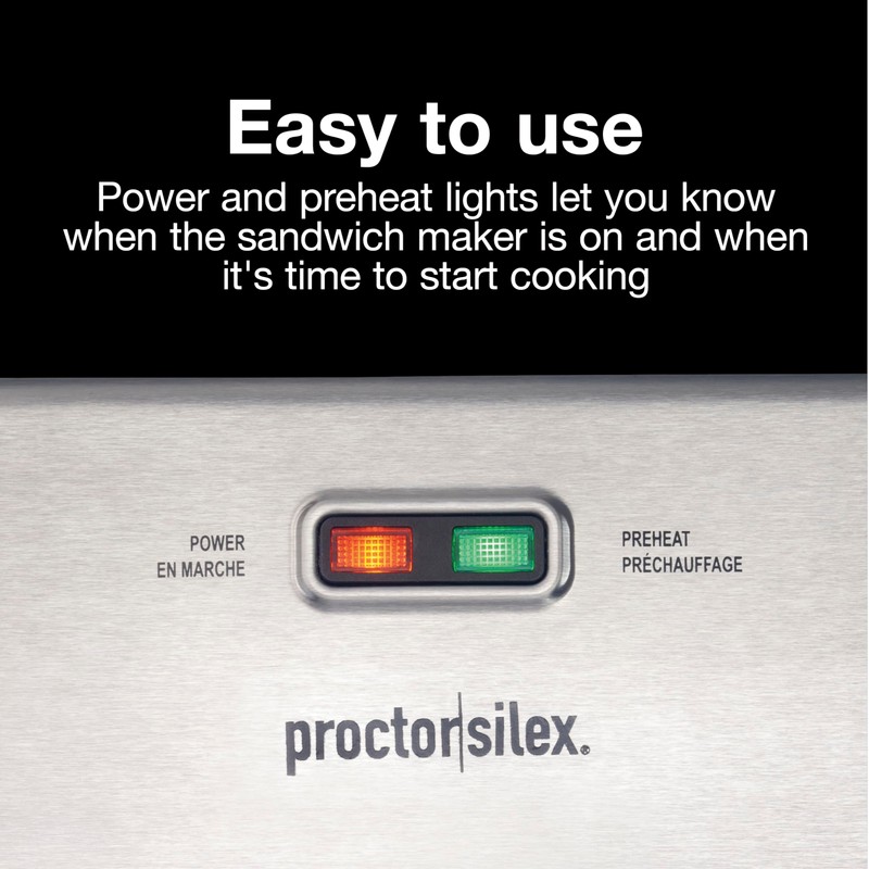 Proctor Silex Deluxe Hot Sandwich Maker With Easy-Clean Durable PFAS-Free