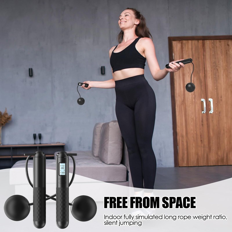 Skipping Ropes With Counter,Cordless Skipping Ropes for Adults Without Rope,Skipping