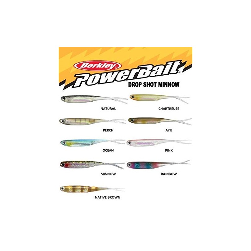 Berkley PowerBait Drop Shot Minnow Soft Bait Chartreuse 8cm Qty