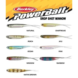 Berkley PowerBait Drop Shot Minnow Soft Bait Chartreuse 8cm Qty 6