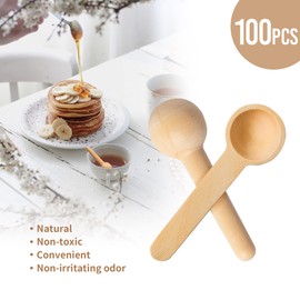 100 Pieces Small Wooden Spoons 3 Inch Mini Wooden Spoons, Tiny Wooden Scoop for Bath Salt, Wood Tasting Spoons for Spice Jars Seasoning Condiment Sugar Coffee Honey Teas Herbs
