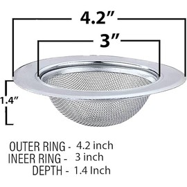 4.2"" Drain Kitchen Sink Strainer and Stopper Basket Replacement for Standard, Stainless Steel Sink Strainer and Stopper, Silver