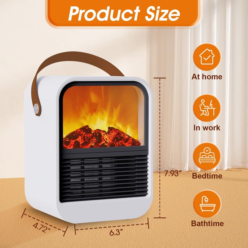 ZJFLNZYC Portable Mini Electric Fireplace Heater,Small Room Space Heaters for