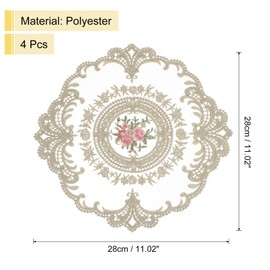 sourcing map 6Pcs Retro Lace Placemats, French Crochet Doilies Round Embroidered Hollow Cup Vase Table Mat for Dining Table Kitchen Party 11.02x11.02inch, Gray Brown