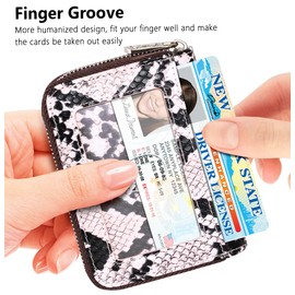 FurArt Credit Card Wallet, Zipper Card Cases Holder for Men Women, RFID Blocking, Key Chain, Compact Size