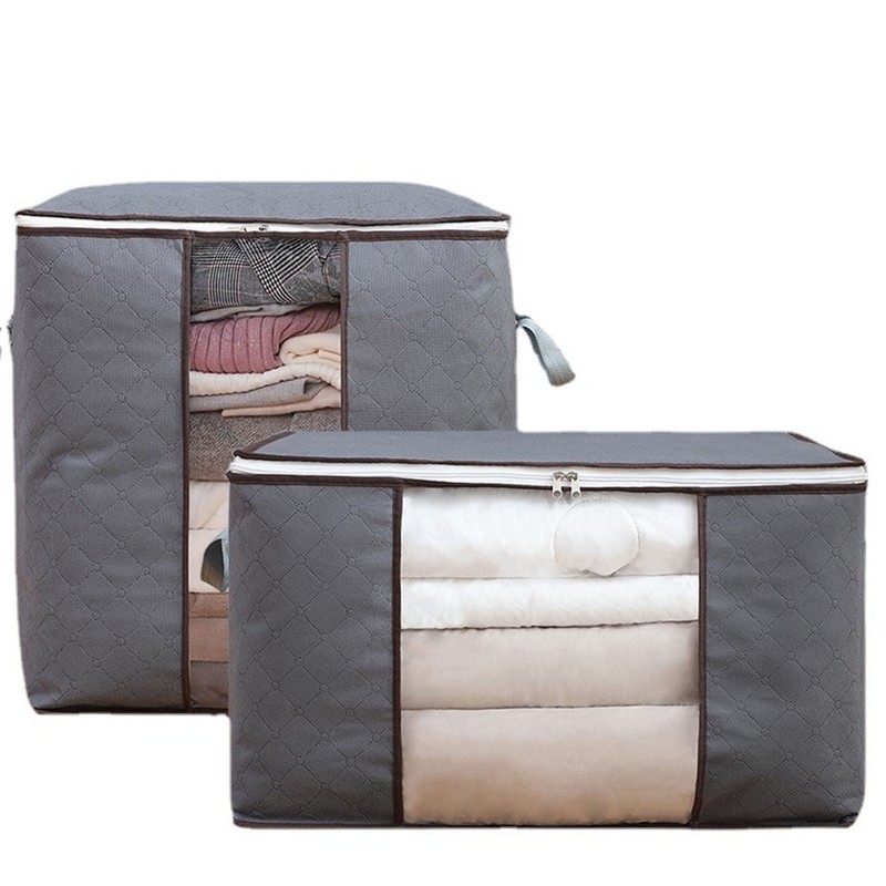 4Pcs Gray Quilt Storage Bag Organizer Large Capacity Breathable House