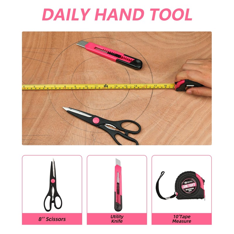 B BOSI TOOLS 40-Piece Pink Tool Set- General Household 40