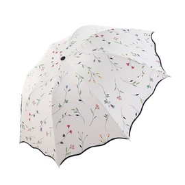 FakeFace Ladies Sunscreen Umbrella with Storage Bag 3 Foldable Double Roof 8 Ribs