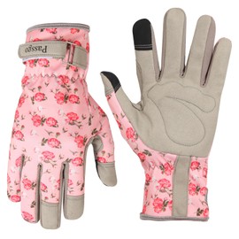Passgo Gardening Gloves, Breathable Leather Garden Gloves, Puncture-Resistant Work Gloves