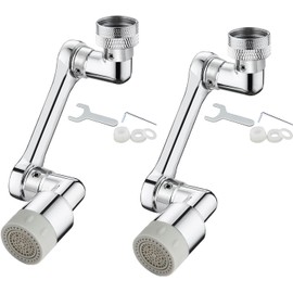 Extensor universal de llave giratorio - aireador de grifo de gran ángulo de 1080°, adaptador giratorio de aleación completa para grifo extensión de filtro antisalpicaduras de 2 modos (2 piezas)
