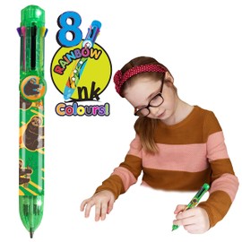 Deluxebase Rainbow Writer - Sloth, Multicolour Pen from 8 in 1 retractable ballpoint pen, great novelty pens for kids and ideal office or school supplies