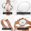 OLEVS Women's Watch Rose Gold with Heart Diamond Black White