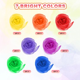 28 Pcs Juggling Scarves Square Dance Scarves Silk Scarve for Kids Toddlers Dance Music Scarfs Performance Props Musical Accessories 7 Colors (Multicolor)