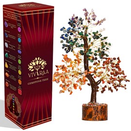 VIVIRAA 7 Chakra Tree of Life - Healing Crystals and Gemstone | Handcrafted Tree for Spiritual Balance, Positivity, Good Luck, Money & Prosperity | Gift for Office collegues, Friendship, Housewarming