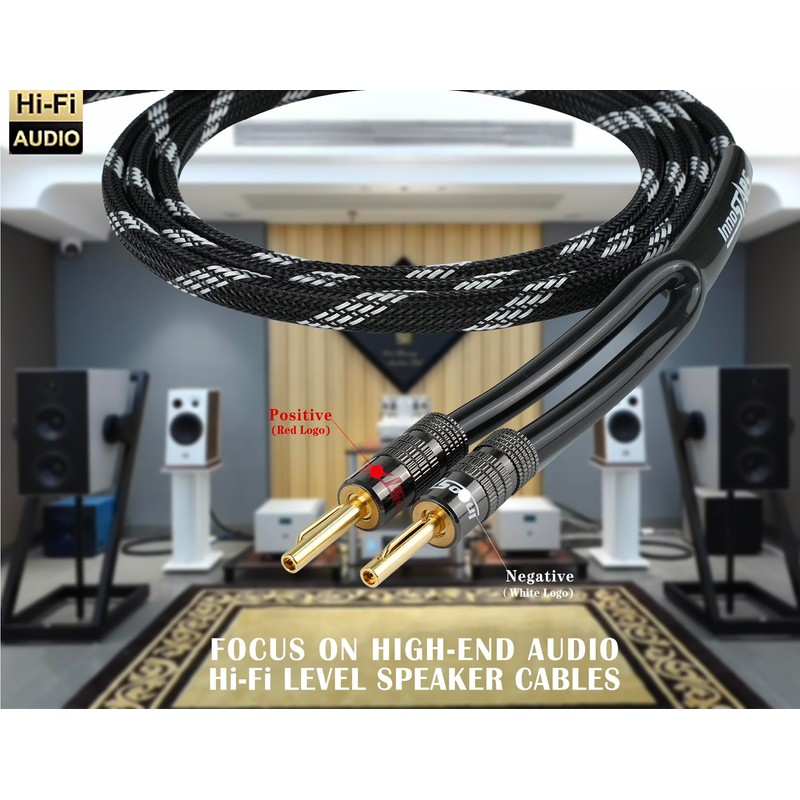 InnoStars 14AWG Premium Heavy Duty Braided Speaker Wire Cable (15