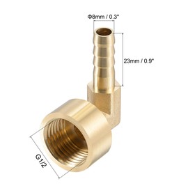sourcing map Brass Hose Barb Fitting Elbow, 8mm Barbed x G1/2 Female Pipe Connector Adapter for Water Fuel Air, Pack of 2