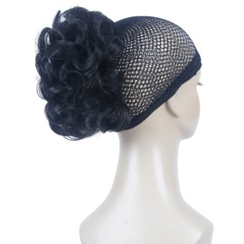 Lydell Short Ponytail Hair Extensions Wavy Curly Synthetic Hairpiece with Jaw Claw (Darkest Brown)