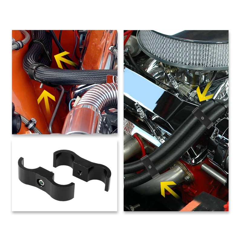 X AUTOHAUX 4pcs Black AN6 14mm Hose Separator Clamp Adapter
