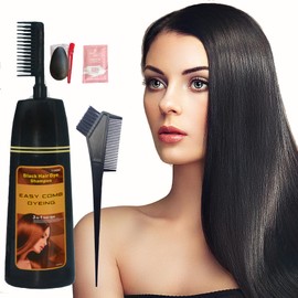 Black Hair Dye Shampoo YIZHONG ​ Hair Dye permanent For Women & Men Hair 3 In 1 Long Lasting Results (Instant Black)…