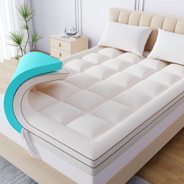 Bivetly Dual Layer 3 Inch Memory Foam Mattress Topper Twin