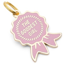 PawMods The Goodest Girl Dog Tag, Award Ribbon Pet ID Tag, Dog Tags for Dogs, Dog Gift