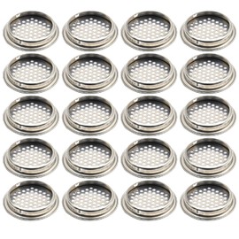 UOIENRT 20 Pcs Stainless Steel Round Soffit Vent, 2-1/9Inch (53mm) Sliver Flat Circular Air Vent Covers, Circular Soffit Vent for Cabinet Shoe Cabinet Wardrobe Decorative Cabinet