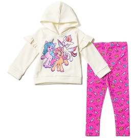 My Little Pony Izzy Moonbow Sunny Starscout Zipp Storm Little Girls Pullover Fleece Hoodie Legging Pink/White 6-6X