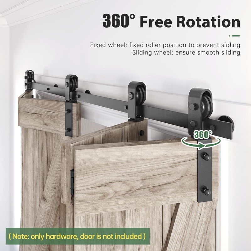 Roymelo 70" Bifold Sliding Barn Door Hardware Track Kit,Side Mounted