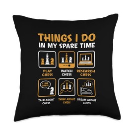 Chess Pieces Things I Do In My Spare Time Board Game Club Throw Pillow