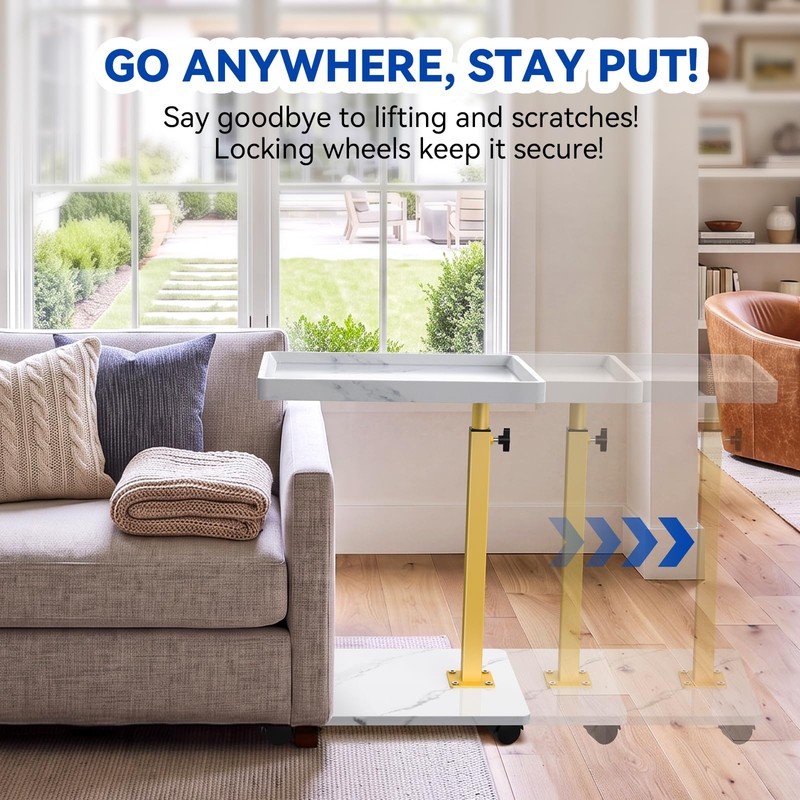 XNSDXV C Table End Table Adjustable Height, 360°Swivel TV Tray