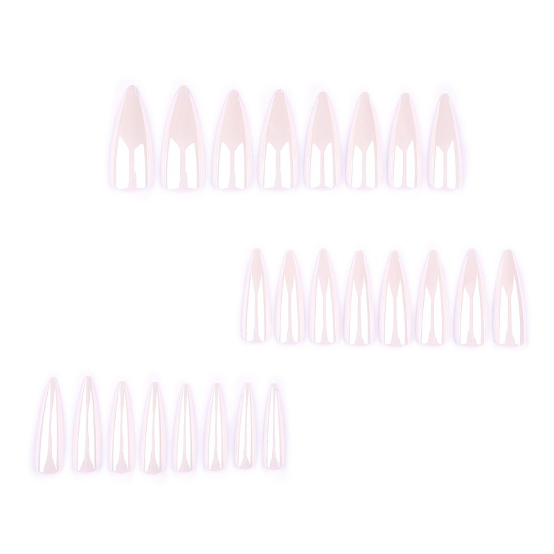 MouyouGlow Press on Nails Long, Stiletto White Glazed Doughnut Plain
