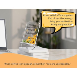 Inspirational Gifts For Coworker Friend Daily Reminder Positive Quote Phone Holder 6.8x3.7 Birthday Gifts Affirmation Gifts For Women Emotional Support Office Desk Decor(You are Unstoppable Sunflower)