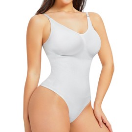 piannao Shapewear Women's Body Shper Tummy Control Bodysuit Shaping Versatile Women Breathable Materials with Adjustable Comfortable Shapewear Women's Strong Shaping Bodysuits for Women, White