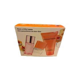 Clinique Happy Set ~ Happy .14 oz.~ Happy Heart .24 oz. Sprays~ Body Cream 1 oz