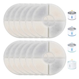 Vekonn Cat Water Fountain Filters, 12 Pack Cat Fountain Replacement Filters for 2.4L Stainless Steel Top Pet Water Fountain