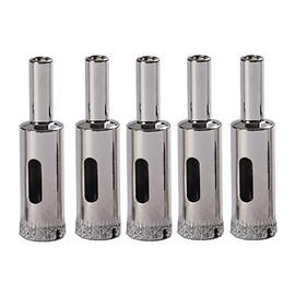 Drilax 5 Pcs Diamond Drill Bit Set 1/2" (0.5 in) Wet Use for Tiles, Glass, Fish Tanks, Marble Granite Ceramic Porcelain Bottles Quartz Coated Kitchen Bathroom Shower Lamps