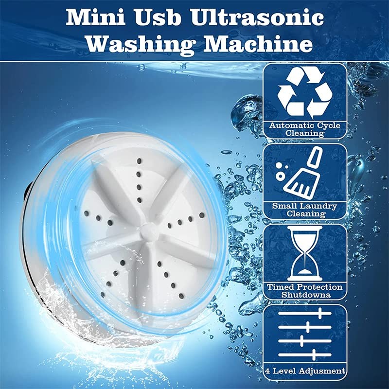 Ultrasonic Mini Washing Machine - USB-Powered Portable Turbine Washer with