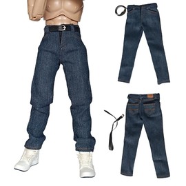 Panchitalk - Pantalones de soldado a escala 1/6 clásicos y modelo de cinturón para cuerpo de figura de acción masculina de 12 pulgadas (azul marino)