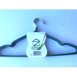 AZhause Closet Wire Coat Metal Hangers for Adults, Clothes Hanger for Cloth Non-Slip Dip Hangers, 10-Pack (Pine Green)