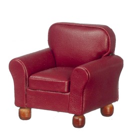 Dollhouse RS Burgundy Leather Armchair Arm Chair Living Room Furniture