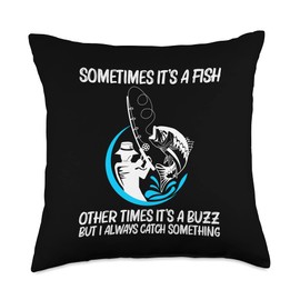 Cool Fishing Art For Men Women Fishermen Fish Hook Baiting Throw Pillow