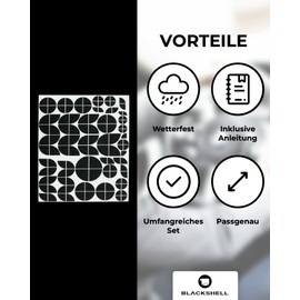 BLACKSHELL Set of 74 Emblem Stickers - For All Emblems On The Car