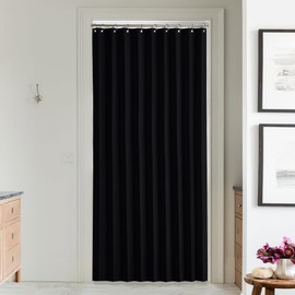 NICETOWN 80 Inch Long Blackout Curtains for Bedroom, Thermal Insulated Room Darkening Curtains, Doorway Curtains for Room Divider Sliding Door Drapes for Living Room, 1 Panel, Black, 50" Wide