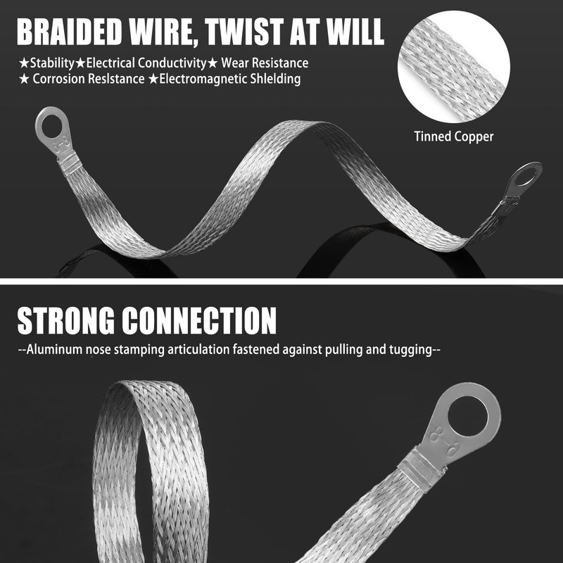 14pcs Ground Straps, 10/12 inch Engine Universal Automotive Ground Strap