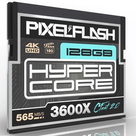 PixelFlash 128GB CFast 2.0 Card 3600X HyperCore 570MB/s SATA3 VPG180, CFast Card for DSLR Cinematic Video & Photo Cams Lab Tested, Certified Flash Memory 128 GB 2025 Model